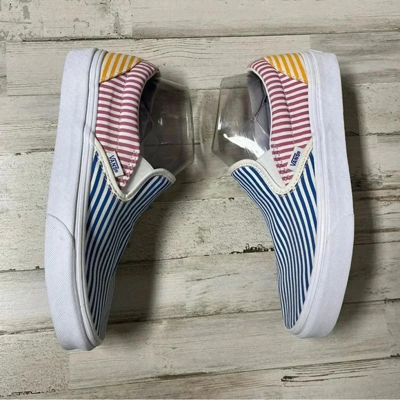 Vans Classic Slip-On Deck Club Mix Stripes Skateboarding sneakers women's 8.5 - Picture 9 of 13